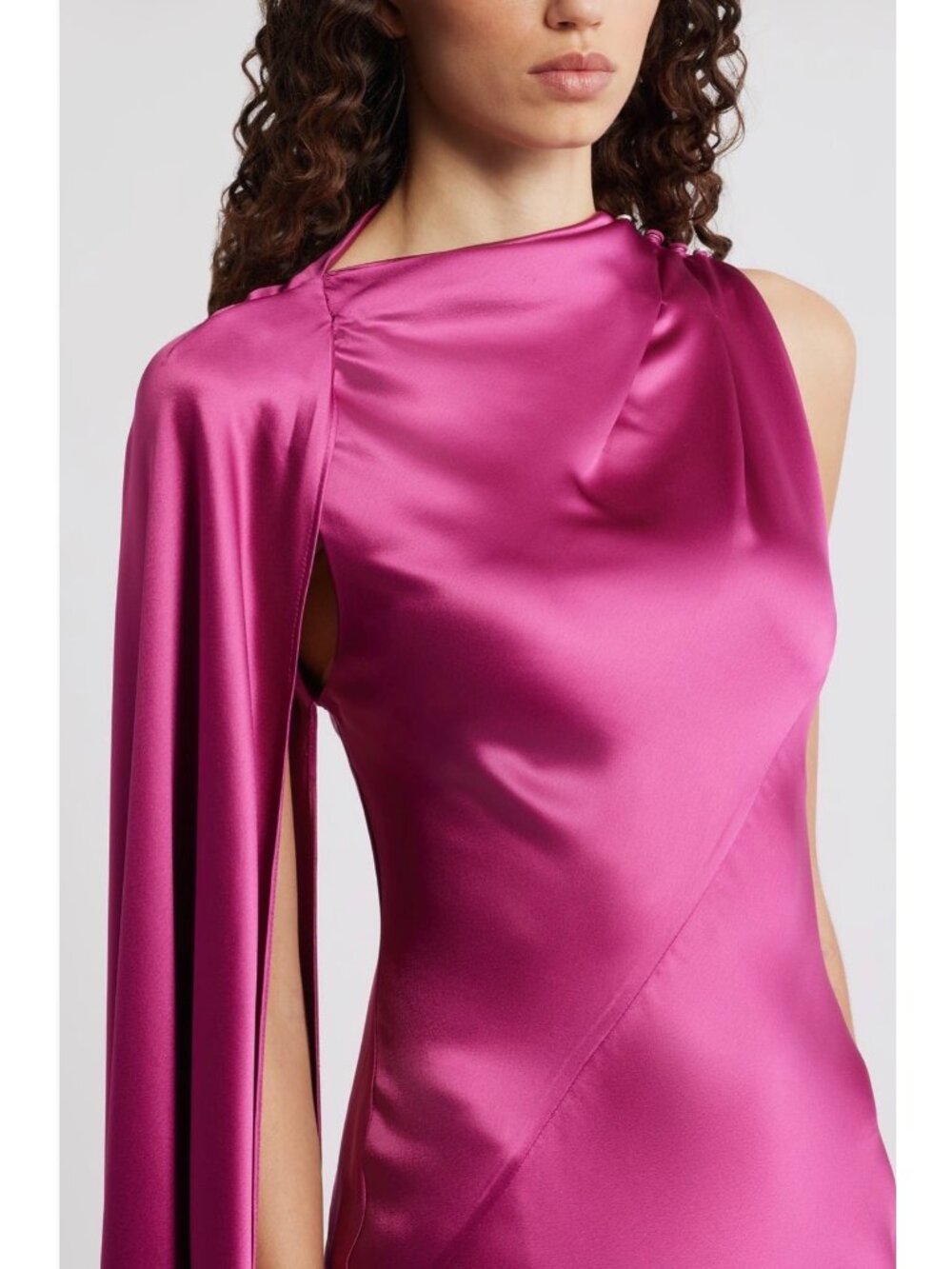 NWT Acler Ropley Drape Bias Cut fuchsia  Satin Maxi Cocktail Dress size US 10 - Picture 12 of 14